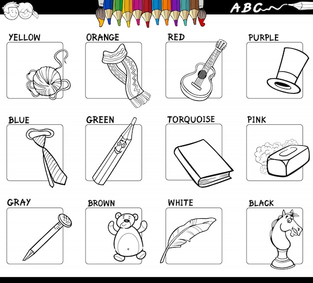 Basic colors set for coloring with objects