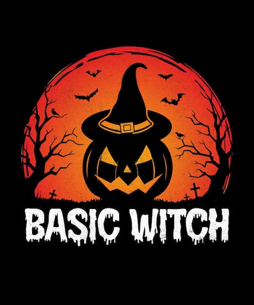 Basic Witch Halloween T-shirt Design, Vector Design