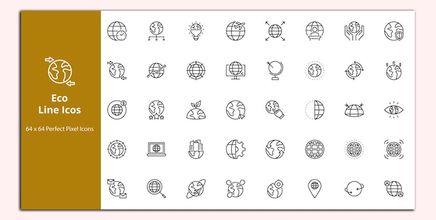 Basic World Line icons vector set