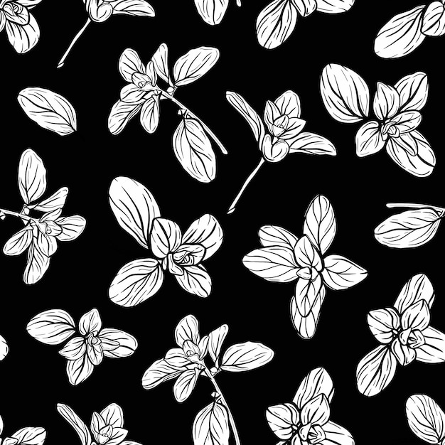 Basil Seamless Pattern Italian herbs