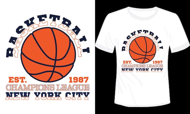 Vector basket ball new york city champions league tshirt design vector illustration