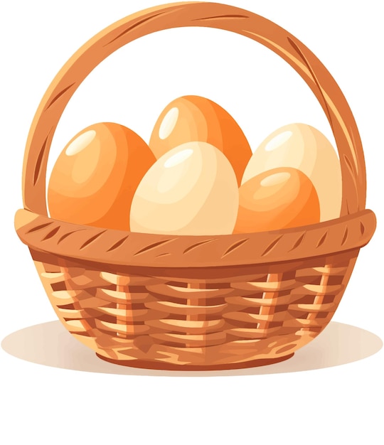 Vector a basket of eggs that has an egg in it