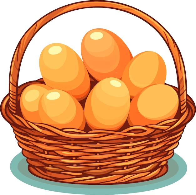 Vector a basket of eggs that has an orange on it