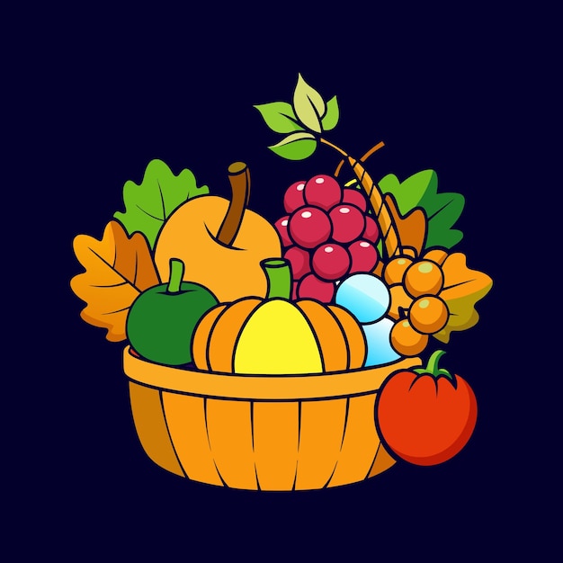 Vector a basket of fruits with a picture of a fruit on it