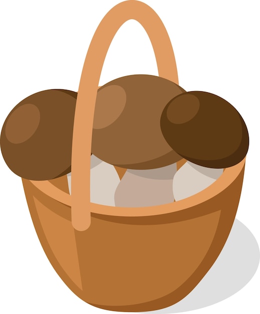 Basket Full Of Mushrooms Vector Clip Art Food Illustration