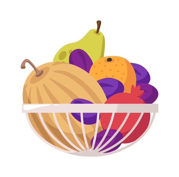 Basket with fruits Food icon Vector illustration