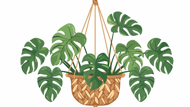 Vector a basket with a plant and a basket with a palm leaf