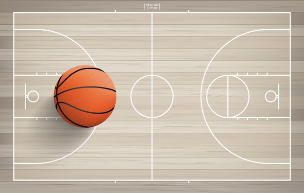 Basketball ball in basketball court area