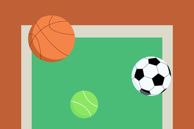 Vector a basketball and a ball on a green court with a basketball on the bottom