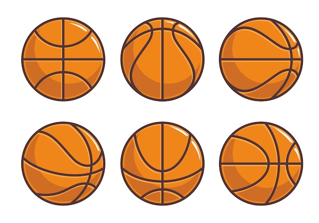 Basketball Ball Set Flat Illustrations