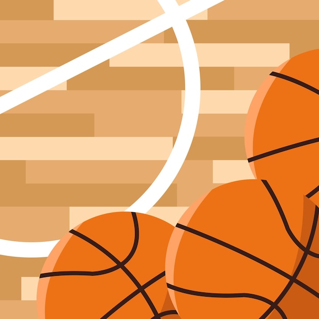 Basketball balls on the court Vector illustration