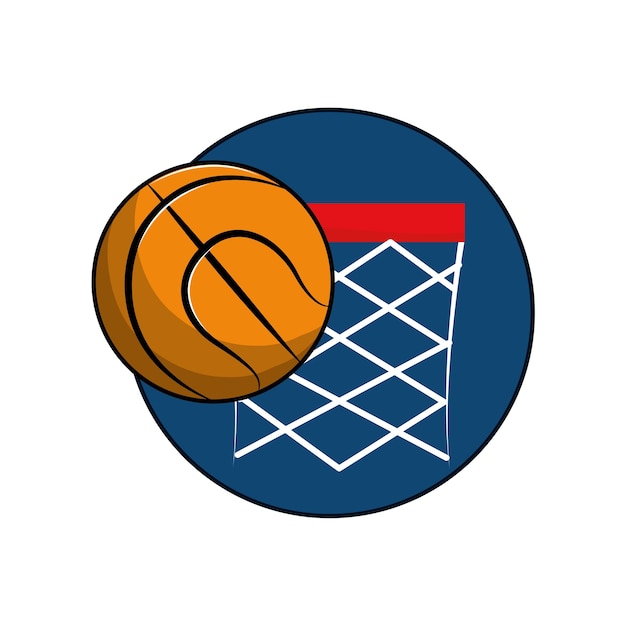 basketball and basket with the ball icon