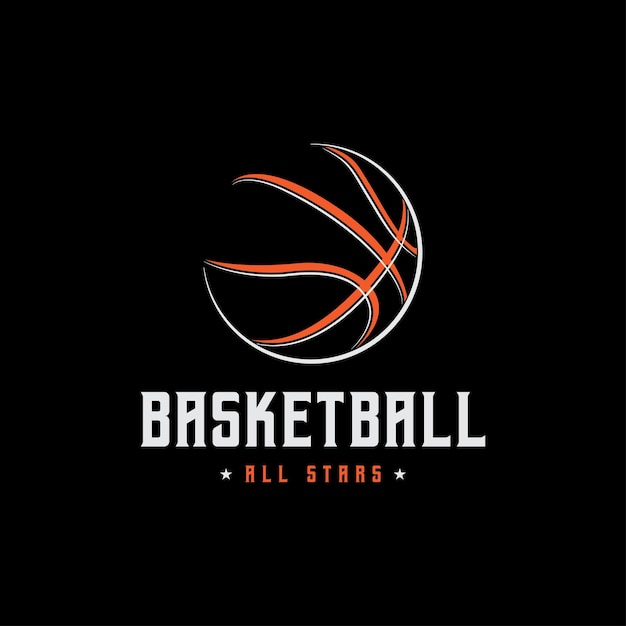 Basketball championship logo Basketball ball on black background