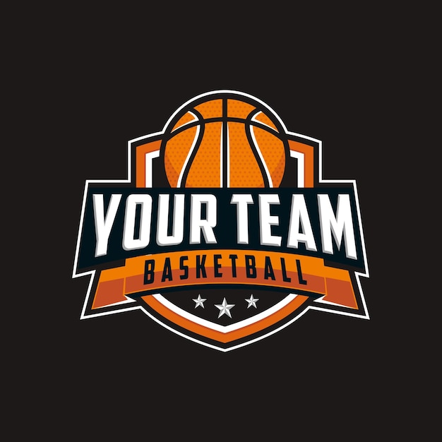 Basketball club logo Basketball club emblem design template on dark background