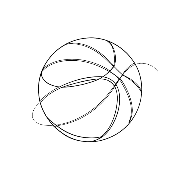 Vector a basketball continuous line drawing for coloring book