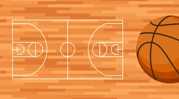 Basketball court details with Wood background