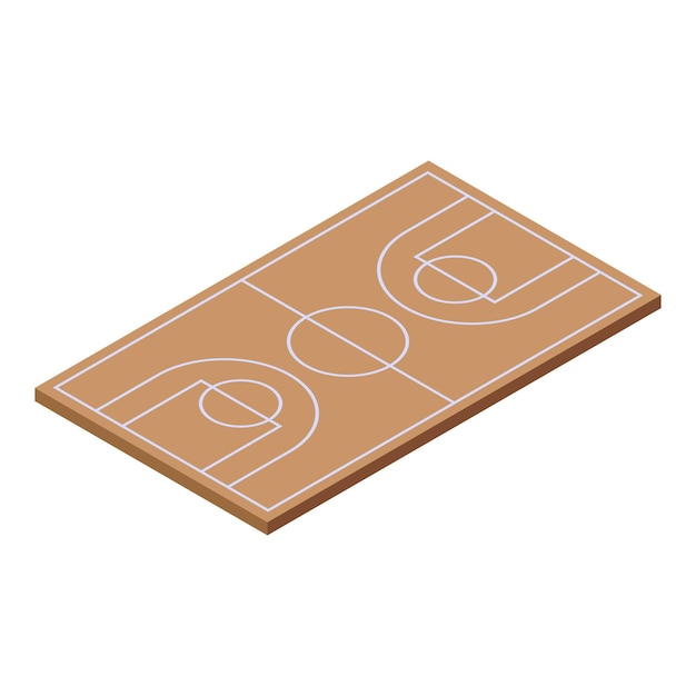 Vector basketball court with markings showing isometric view