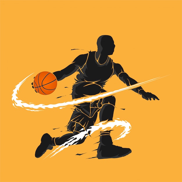 basketball dribble dark flame silhouette