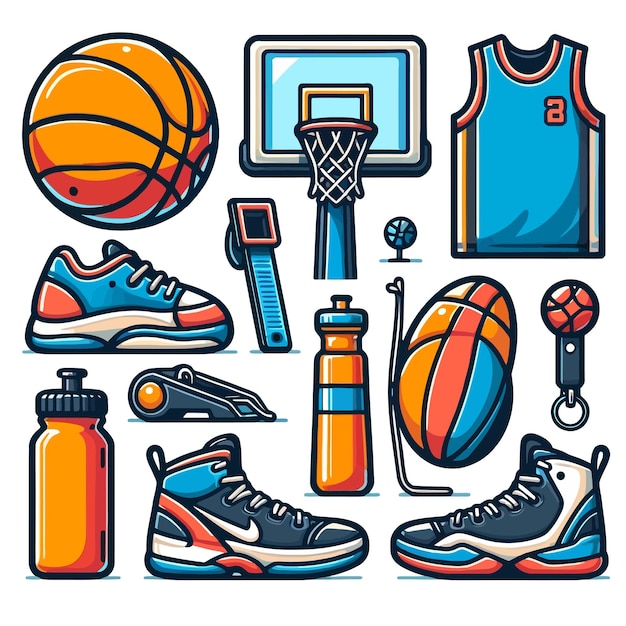 Vector basketball equipment illustration collection set