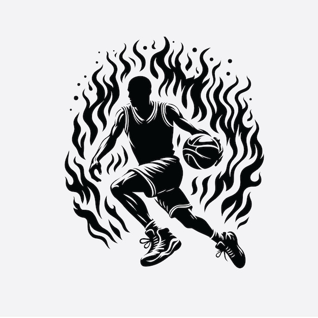 Vector basketball on fire svg vector