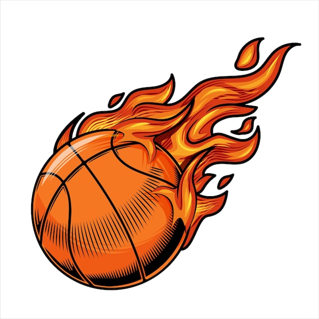 Basketball on fire Vector illustration