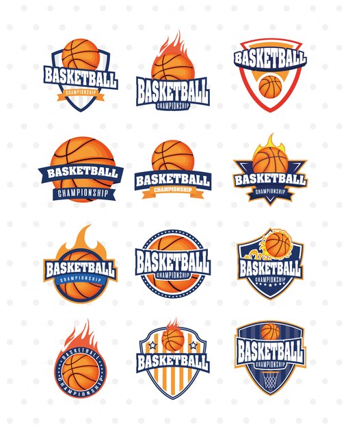 Vector basketball game sport set emblems