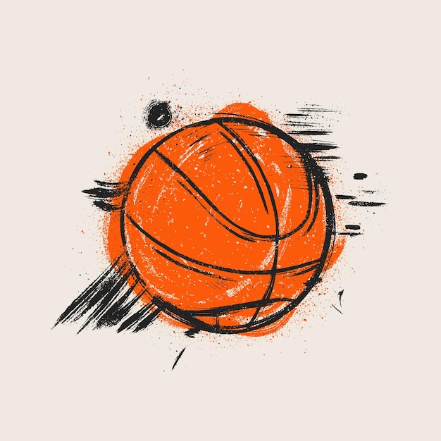 Basketball in hand drawn with grunge brush Vector illustration