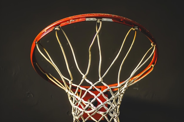 a basketball hoop with a red ball in it