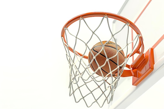 a basketball is going through the rim of a basketball hoop