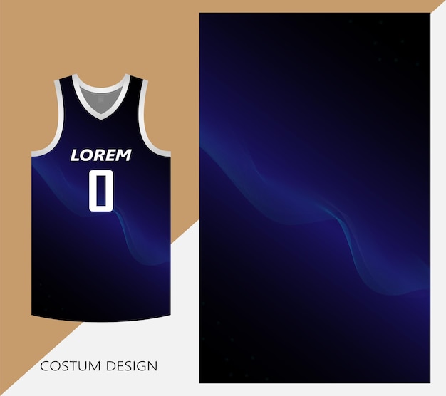 Basketball jersey pattern design template black blue gradient abstract background with blue line art waves with sound wave technology concept design for fabric pattern