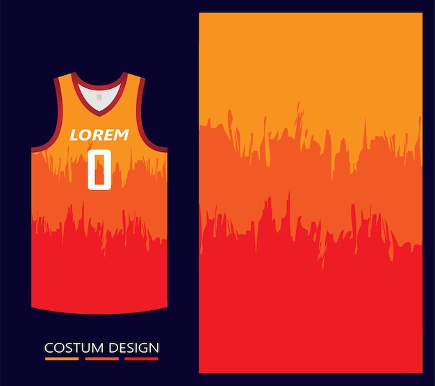 Basketball jersey pattern design template orange abstract background for fabric pattern basketball running football and training jerseys vector illustration