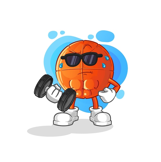 Vector basketball lifting dumbbell vector. cartoon character