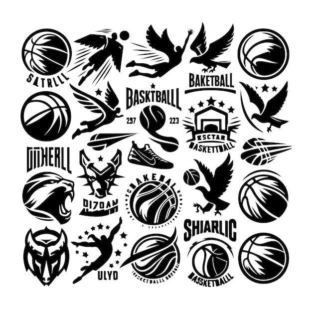 Vector basketball logo design set template simple style design