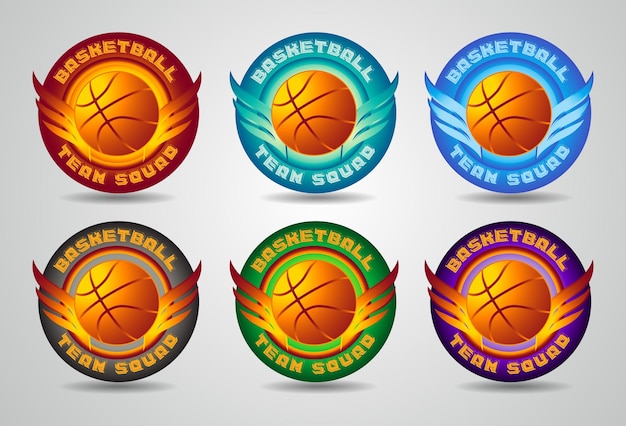 Basketball logo emblem set collections designs templates on a light background