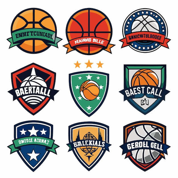 Vector basketball logos collection unique emblems for sports teams and branding