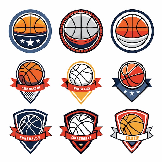 Vector basketball logos collection unique emblems for sports teams and branding