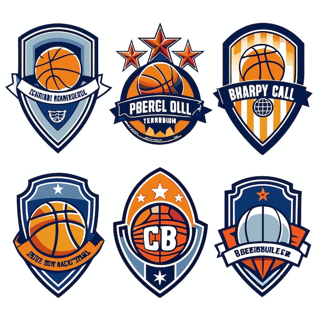 Vector basketball logos collection unique emblems for sports teams and branding