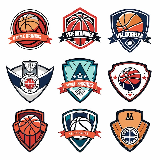 Vector basketball logos collection unique emblems for sports teams and branding