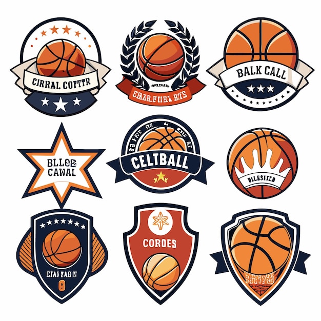 Vector basketball logos collection unique emblems for sports teams and branding