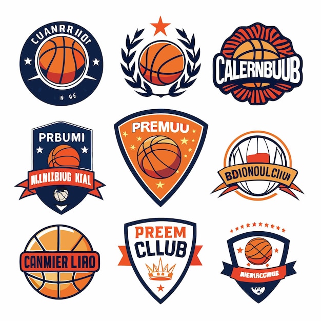 Vector basketball logos collection unique emblems for sports teams and branding