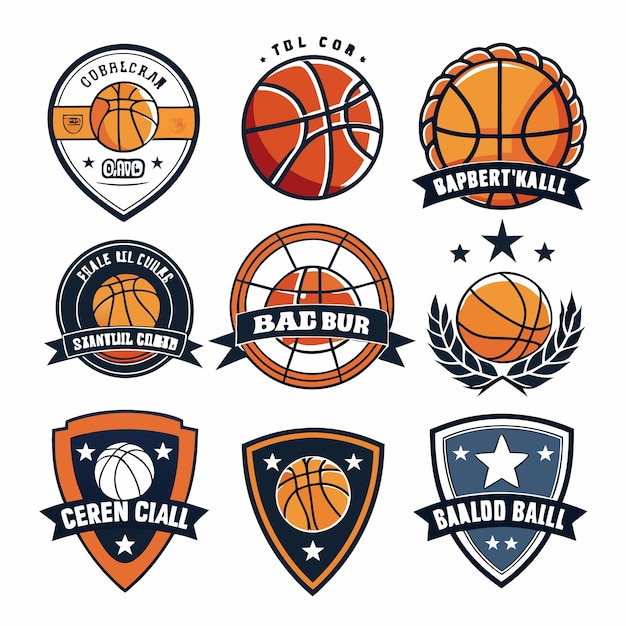 Vector basketball logos collection unique emblems for sports teams and branding