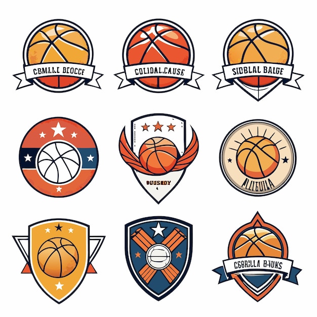 Vector basketball logos collection unique emblems for sports teams and branding