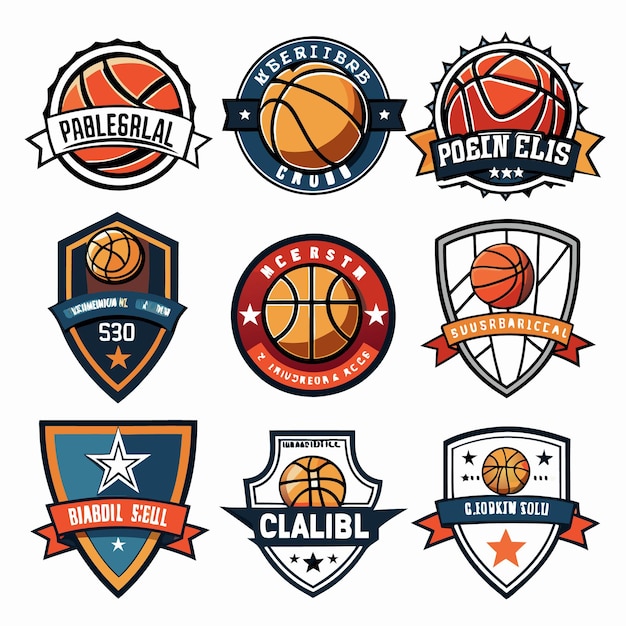 Vector basketball logos collection unique emblems for sports teams and branding