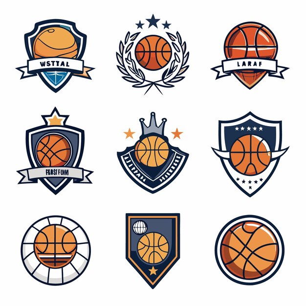 Vector basketball logos collection unique emblems for sports teams and branding