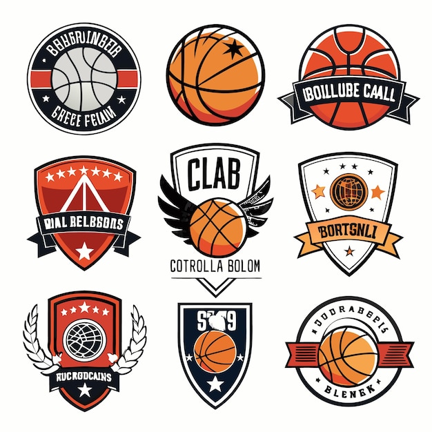 Vector basketball logos collection unique emblems for sports teams and branding