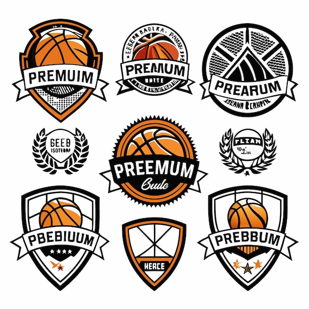 Vector basketball logos collection unique emblems for sports teams and branding