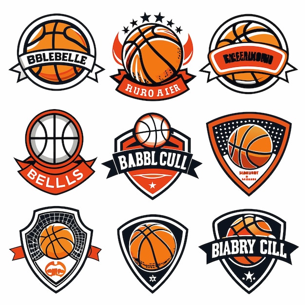 Vector basketball logos collection unique emblems for sports teams and branding