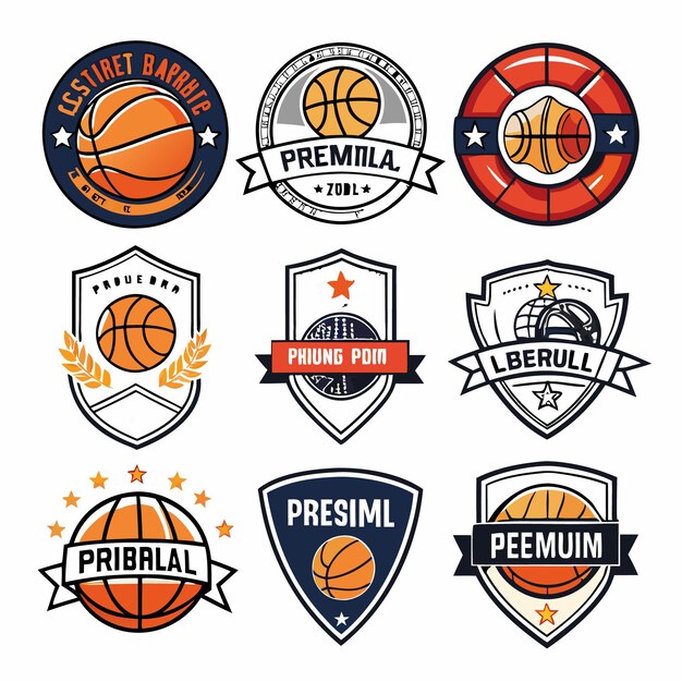 Vector basketball logos collection unique emblems for sports teams and branding