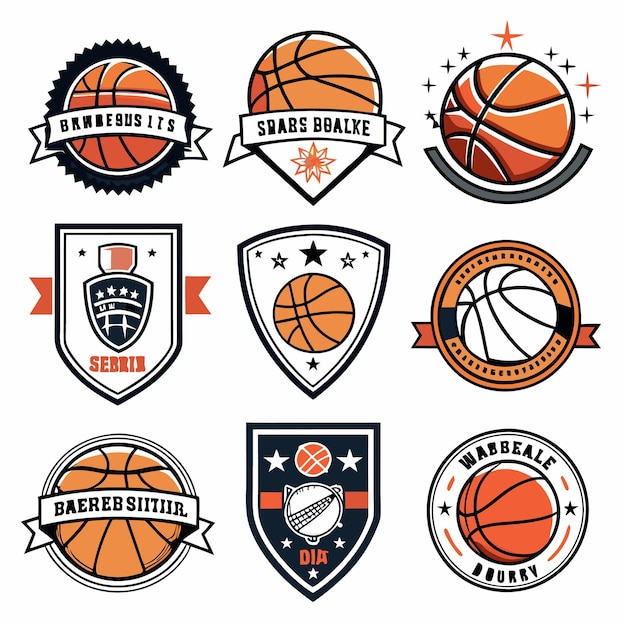 Vector basketball logos collection unique emblems for sports teams and branding