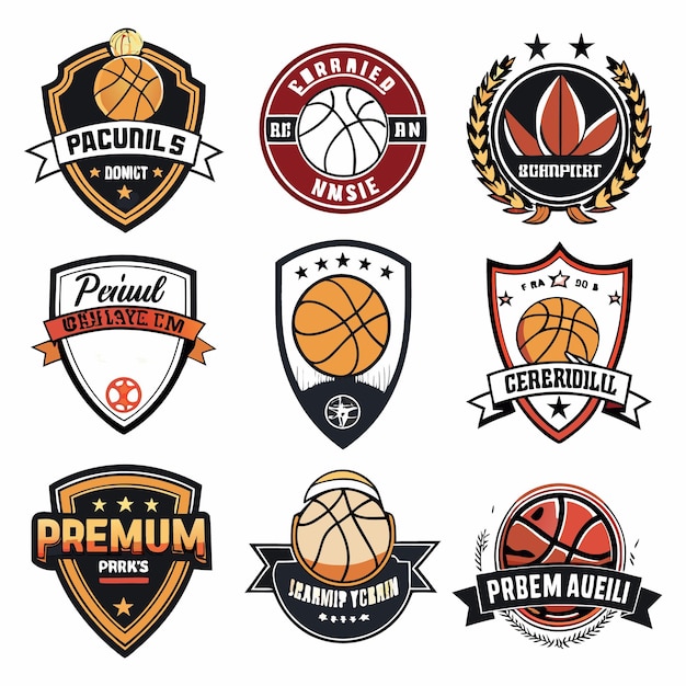 Vector basketball logos collection unique emblems for sports teams and branding